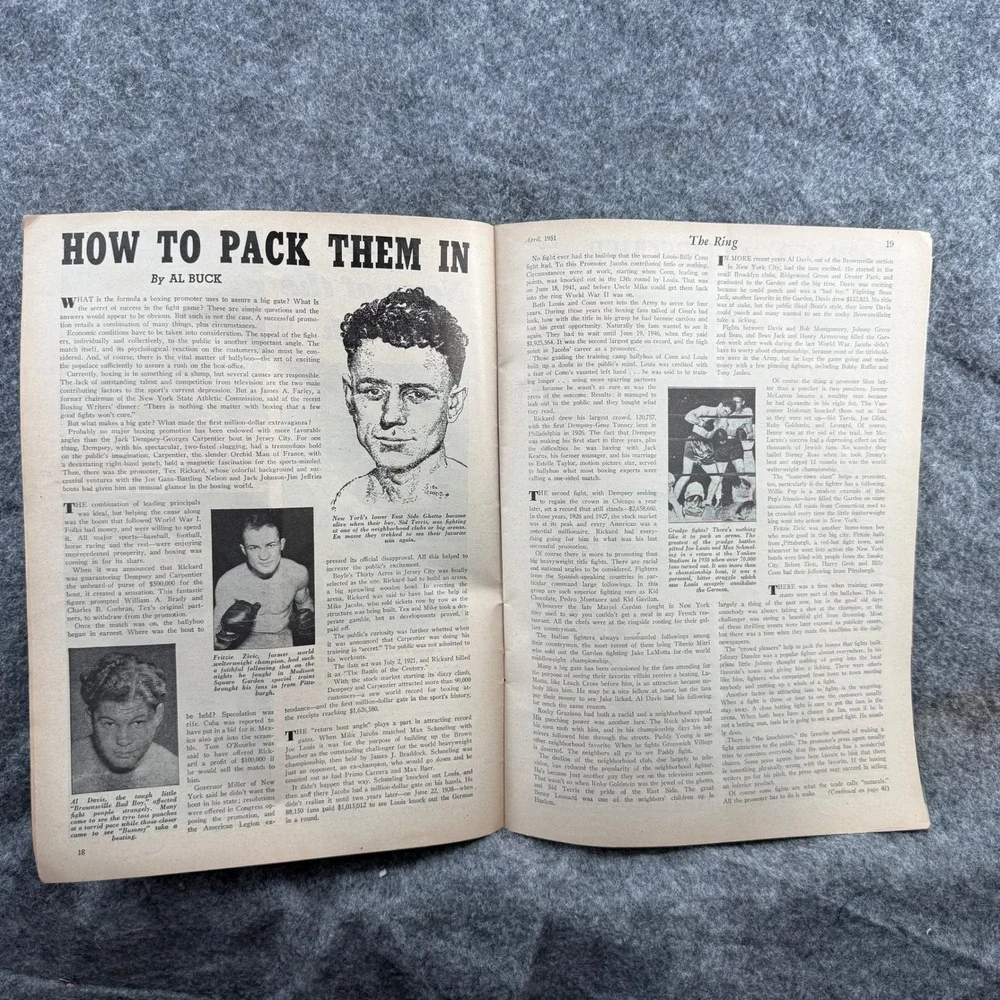 The Ring Magazine April‎ 1951 Robinson-LaMotta Feud Vintage Boxing Collectible